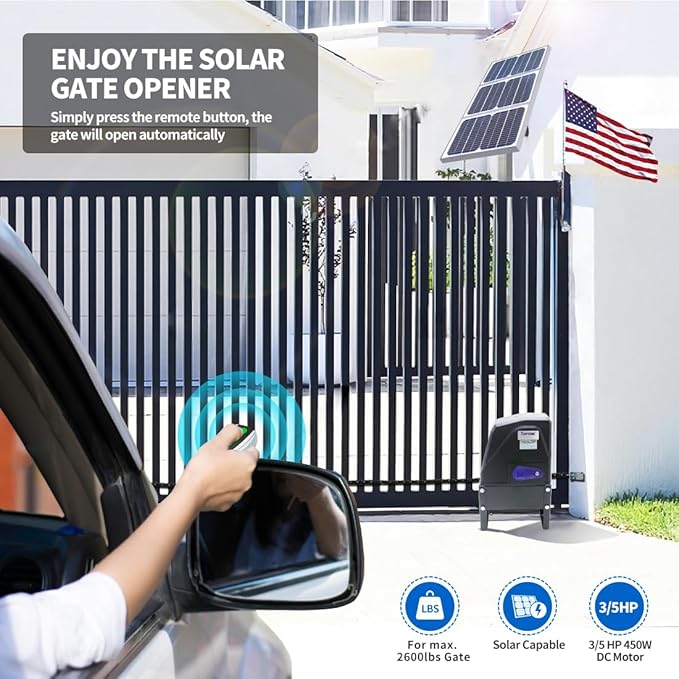 TOPENS DKC1100S Solar Sliding Gate Opener Chain Drive Automatic Gate Motor - Image 2