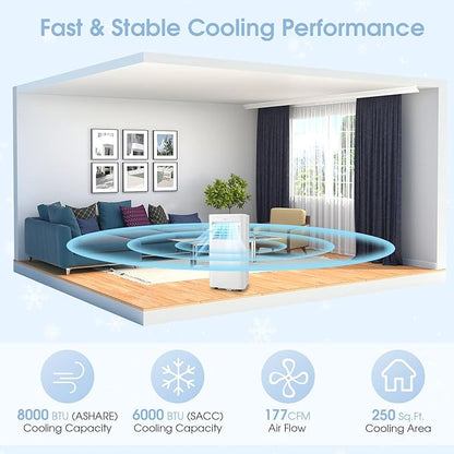 COSTWAY Portable Air Conditioner, 8000 BTU 3-in-1 Personal AC Unit - Image 3