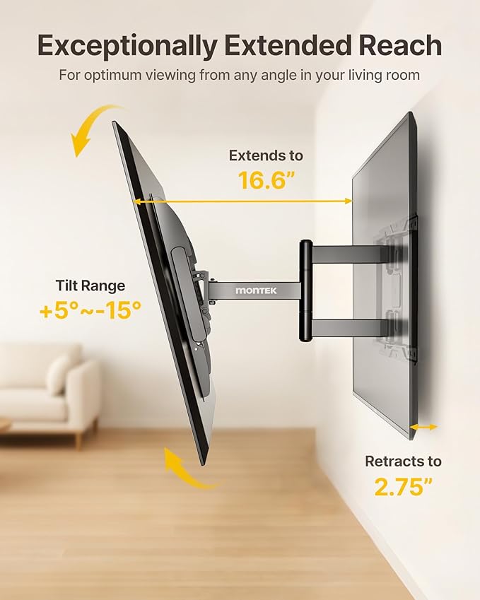 monTEK Full Motion TV Wall Mount - Image 6