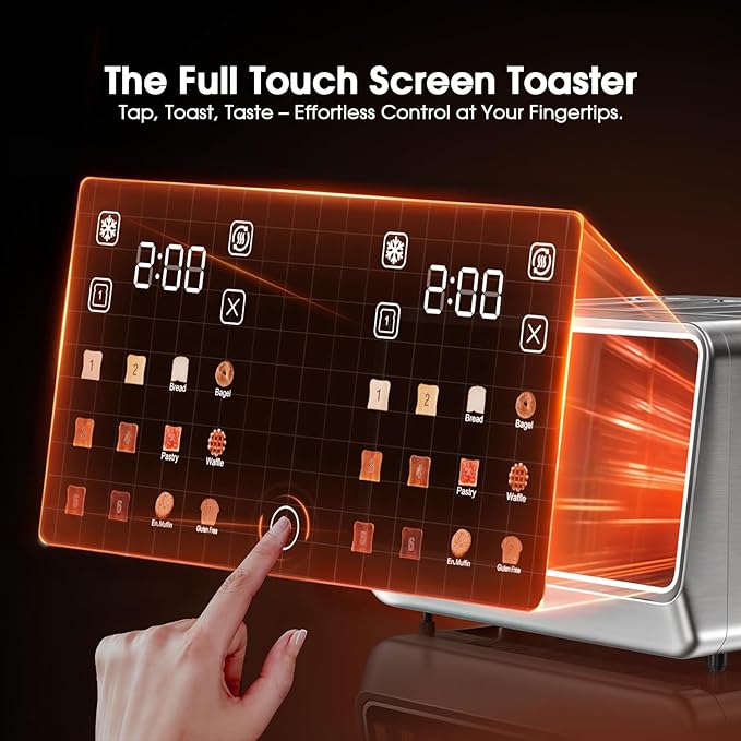4 Slice Toaster Wide Slot– Dual Digital TouchScreen & Independent Control Panel - Image 2