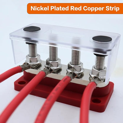 AMOMD 300A Bus Bars 4 Terminal Studs M10 Nickel Plated Copper Distribution - Image 7