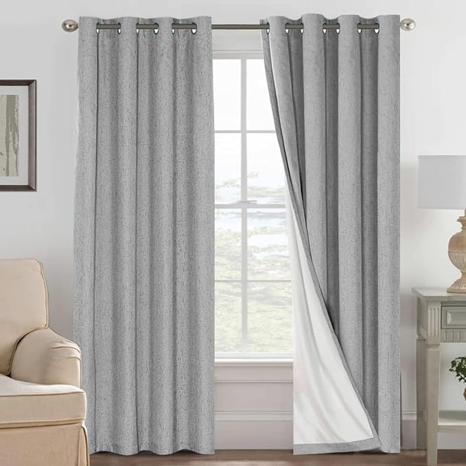 H.VERSAILTEX Linen Curtains 100% Blackout Curtains by HVERSAILTEX