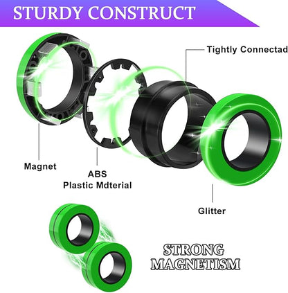 Cevioce 18 PCS Magnetic Ring Fidget Toys Set, ADHD Anxiety Magnetic Finger - Image 2