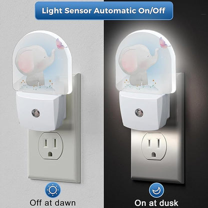 YESPOAK Cute Little Elephant Play Butterfly Dusk to Dawn Night Light Auto - Image 3