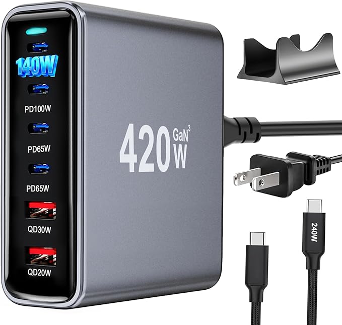 420W USB C Fast Charger Block, PD3.1 140W 6 Port USB Charging Station, GaN Ⅲ by Unknown