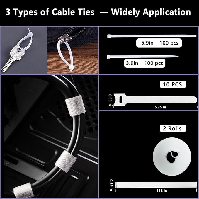 ELII 328Pcs Cable Management Kit, 8 Magnetic Cable Clips, 69Adhesive Cable - Image 6