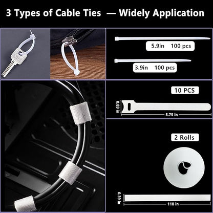 ELII 328Pcs Cable Management Kit, 8 Magnetic Cable Clips, 69Adhesive Cable - Image 6