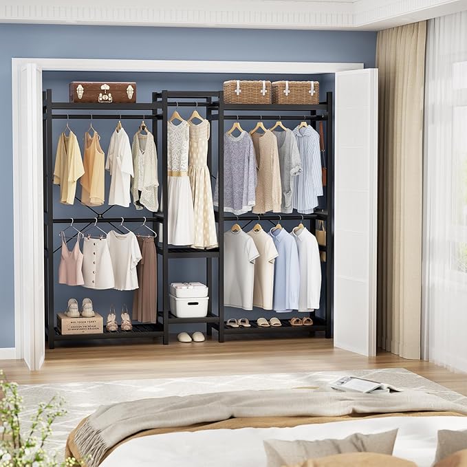 Homykic Bamboo Closet System Clothes Rack, Large Freestanding Garment Rack - Image 7