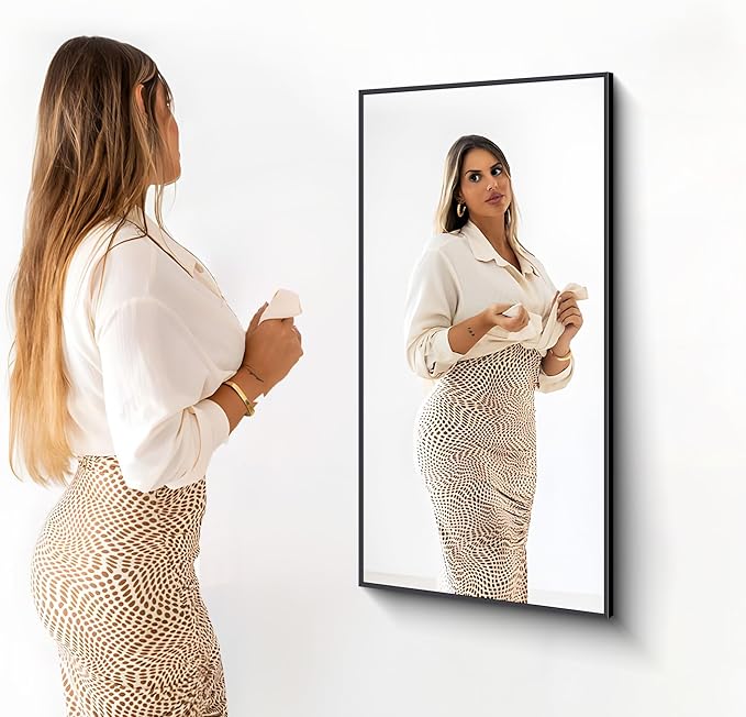 Black Bathroom Mirror for Wall, 24x48 Inch Rectangle Mirrors - Image 4