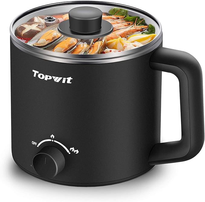 Topwit Hot Pot Electric, Electric Pot, 1.6L Ramen Cooker, Shabu-Shabu, Soup and by TOPWIT