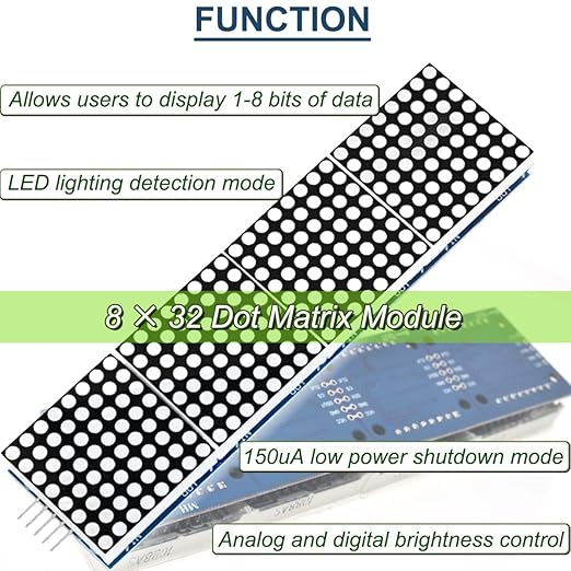 DAOKAI MAX7219 Dot Matrix Module 8 x 32 MCU Control Driver Board Green LED - Image 4