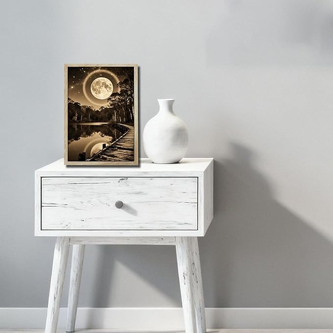 URVIP LED Glowing Photo Frame, 3D Starry-Sky Blue Moon Wall Art, 9x12 Inches - Image 5