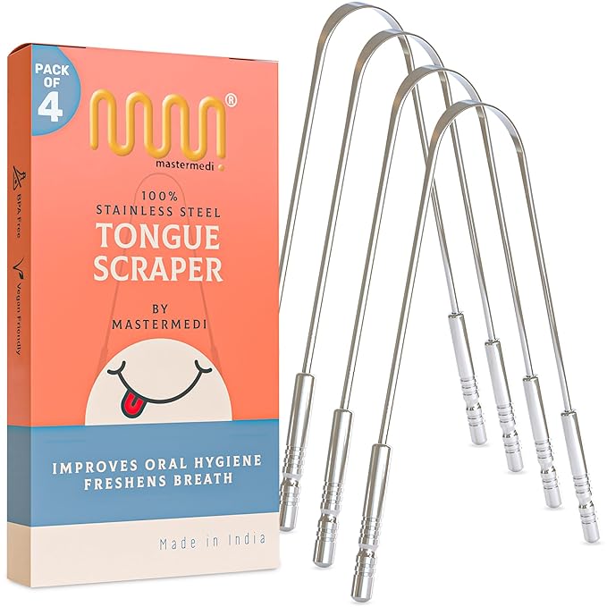 MasterMedi Tongue Cleaner Tongue Scraper Surgical Grade Stainless Steel Tongue by MasterMedi