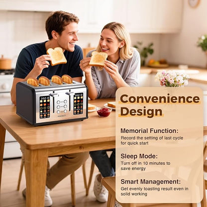 4 Slice Touch Screen Toaster, Easy-to-Use Digital Stainless Steel Toaster - Image 6