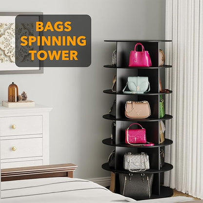 SpaceAid 6 Tier Rotating Shoe Rack Tower, Spinning Shoe Display Lazy Susan - Image 5