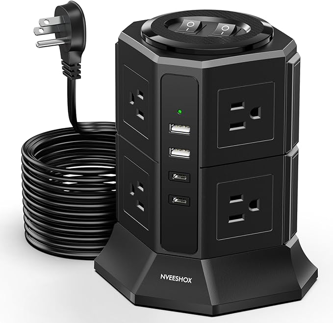 Surge Protector Power Strip by NVEESHOX