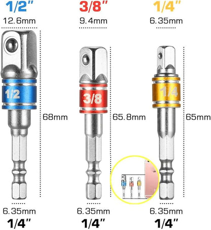 3-Piece Socket Adapter Extension Set, 1/2 Inch Hex Shank, Impact Grade - Image 4