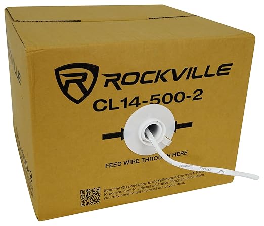 Rockville CL14-500-2 CL2 Rated 14 AWG 500' Speaker Wire, In-Wall and Ceiling Use by Rockville