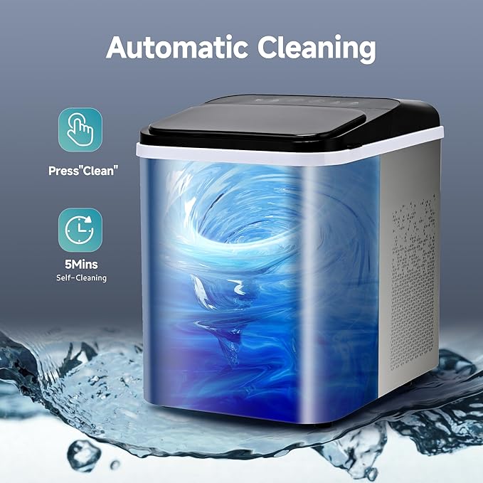 EUHOMY Nugget Ice Makers Countertop, Ready in 8 Mins, Self-Cleaning, Portable - Image 5