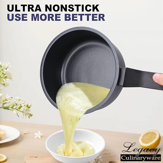 Nonstick Sauce Pan with Lid, 1.5Qt & 2Qt Set, PFOA Free, Kitchen Pots Induction - Image 3