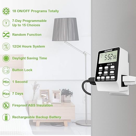 Outlet Timer, NEARPOW Dual Digital Light Timer - Image 7