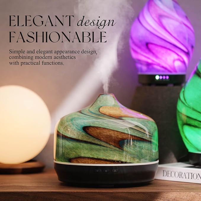 Porseme 500ml Glass Essential Oil Diffuser Aromatherapy Ultrasonic Cool Mist - Image 4