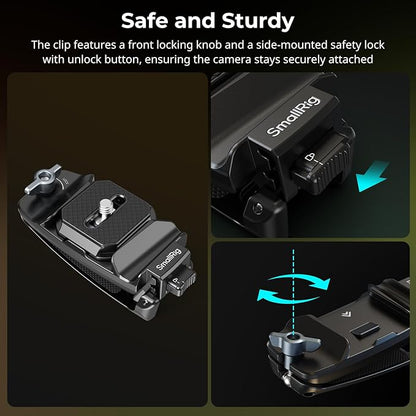 SMALLRIG Camera Clip with Plate, Quick Release System, Max Payload 40kg/88lb - Image 3