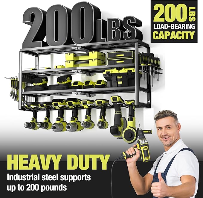 4 Layer Power Tool Organizer Wall Mount, Battery Tools Holder - Image 4