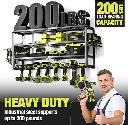 4 Layer Power Tool Organizer Wall Mount, Battery Tools Holder - Image 4