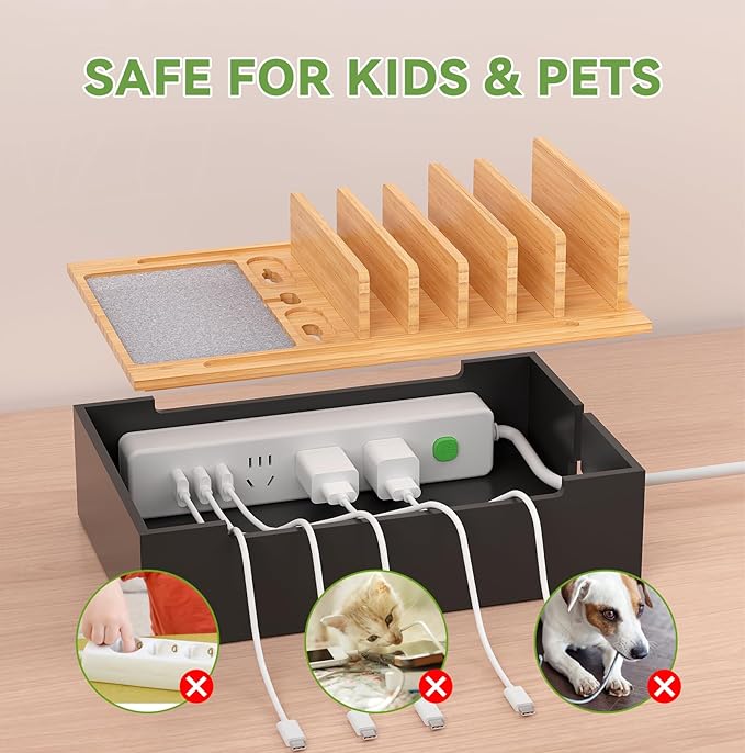Pezin & Hulin Bamboo Charging Station, Electronic Devices Organizer - Image 2