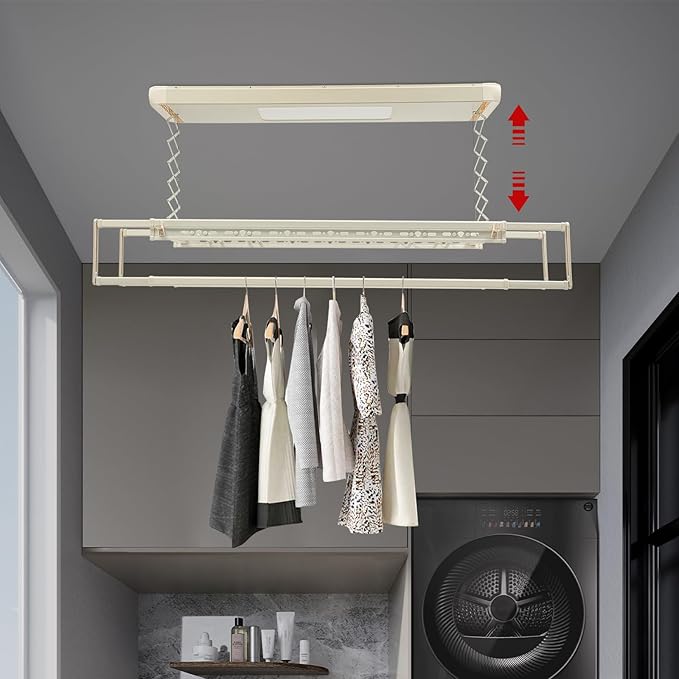 banborba Electric Retractable Airing Rack, Ceiling Mounted Clothes Drying Rack - Image 3