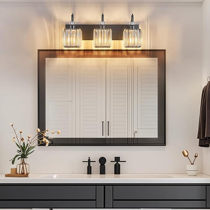 BBLLWJ Modern Bathroom Vanity Light 3-Light Black Crystal Light Fixtures Over - Image 6