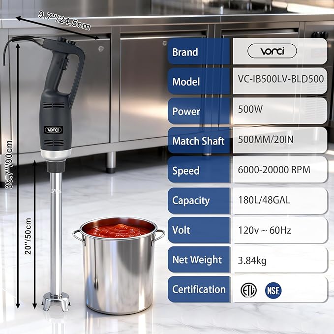 VONCI 500W Commercial Immersion Blender Handheld, Heavy Duty Stick Blender - Image 5