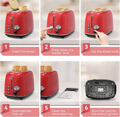 Toaster 2 slice, Retro Stainless Steel Toaster - Image 6