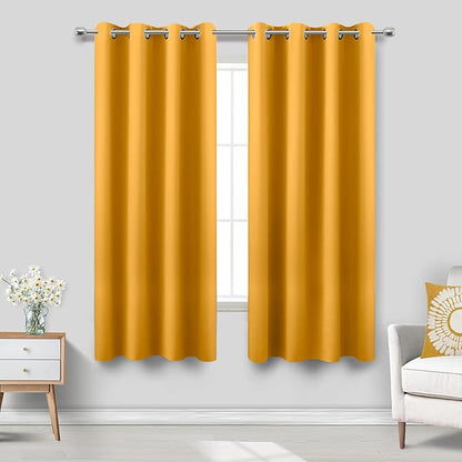 KOUFALL Yellow Curtains 63 Inch Length by KOUFALL