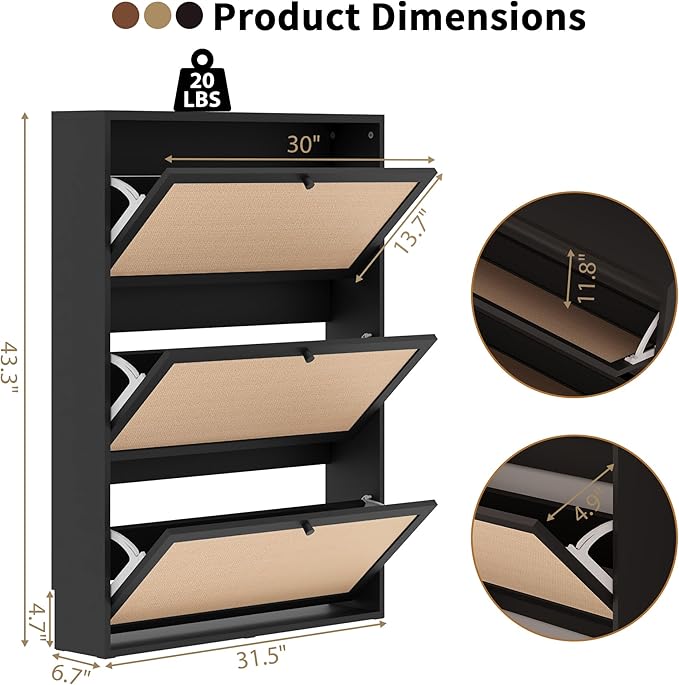 AVZEAR Narrow Shoe Storage Cabinet - Image 2