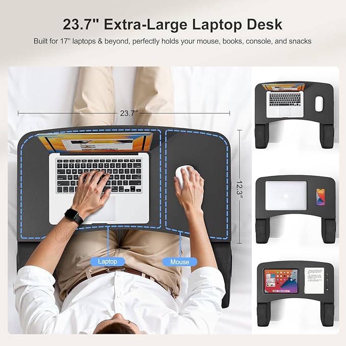 Lap Desk for Adults with Arm Rests, Ergonomic Laptop Pillow Stand for Bed - Image 4