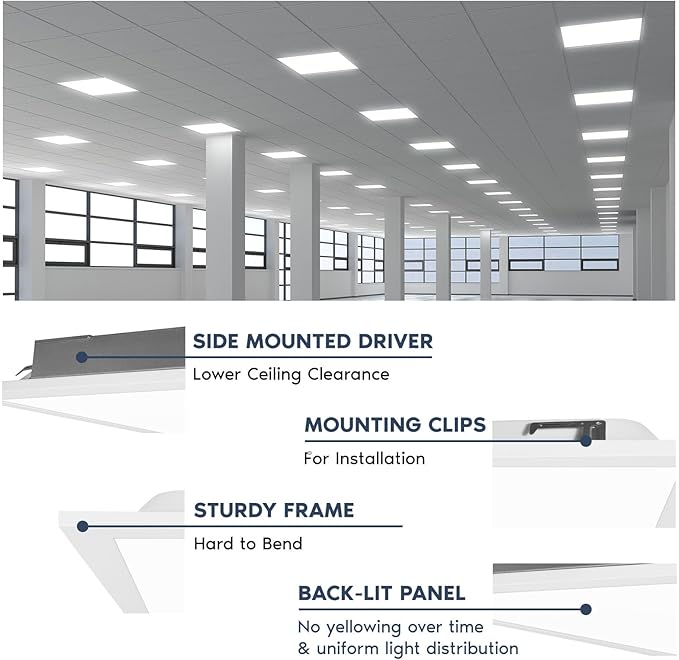 LUXRITE 2x2 FT LED Flat Panel Light, 5CCT Color Selectable 3000K 3500K 4000K - Image 4