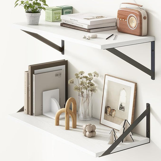 Deep White Floating Shelves for Wall, 10 Inch Deep Floating Shelf by FunMemories