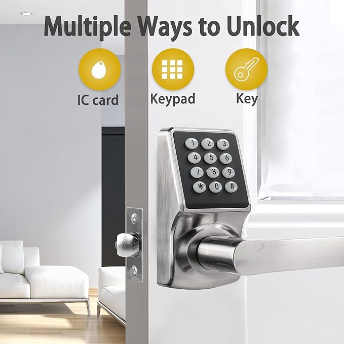Keypad Door Lock with Handle, Digital Door Lock with Keypad Set, Keyless Entry - Image 3