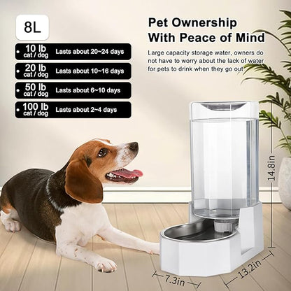 Sfozstra Automatic Pet Water Dispenser: 8L White Gravity Stainless Steel Water - Image 3