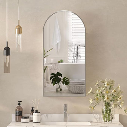 Arched Medicine Cabinets with Mirror, Wall Mounted Brushed Nickel Mirror Cabinet by Mepplzian