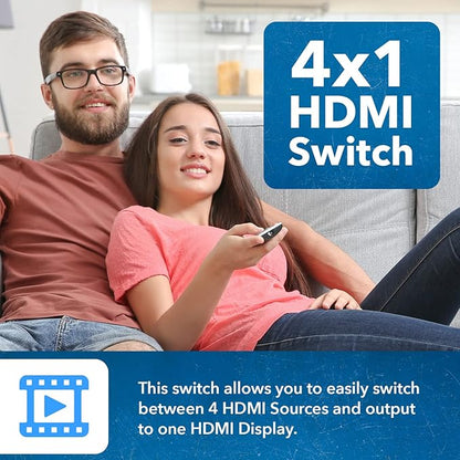 OREI 8K 4x1 HDMI 2.1 Switch 4K @ 120hz Switcher 4 in 1 Out, Support HDR - Image 4