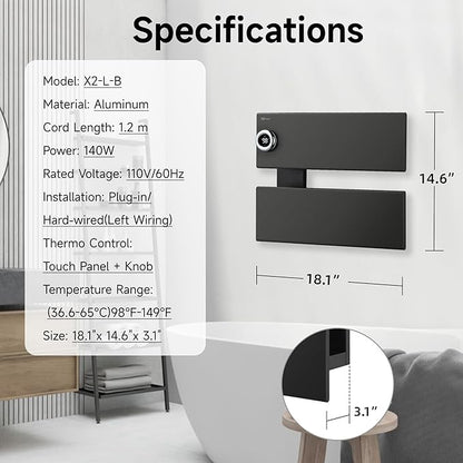 P&Bhusri Electric Heated Towel Rack, Fast Heating and Drying - Image 6