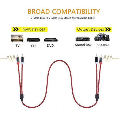 RCA Cable 30Ft, 2Rca Male to 2-Rca Male Audio Stereo Subwoofer Cable - Image 4
