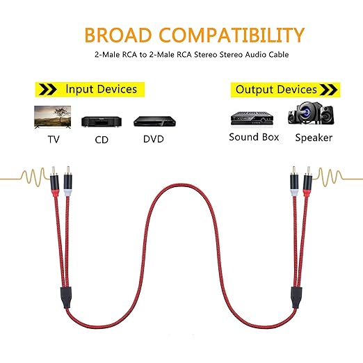 RCA Cable 6Ft, 2Rca Male to 2-Rca Male Audio Stereo Subwoofer Cable - Image 4