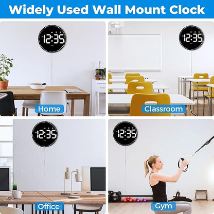 SZELAM Digital Wall Clock, Adjustable Brightness, Temperature, 12/24 H - Image 7