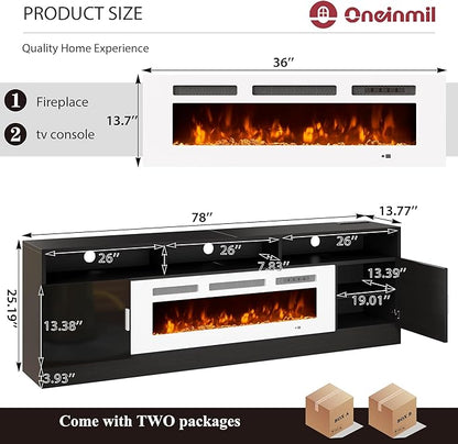 oneinmil 78" Fireplace TV Stand - Image 2