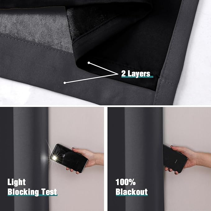 ChrisDowa 100% Blackout Curtains 63 inch Long - Image 4