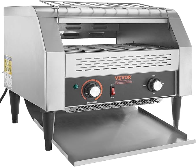 VEVOR 1770W Commercial Conveyor Toaster, 450 Slices per Hour, Heavy Duty - Image 9